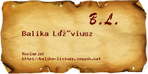 Balika Líviusz névjegykártya